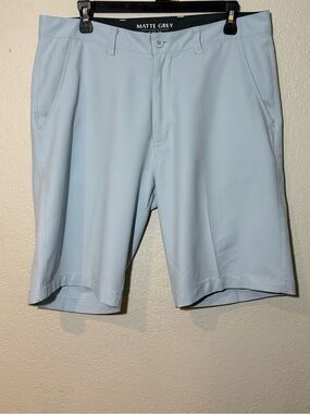 Matte Grey- Light Blue Golf Shorts Size 34